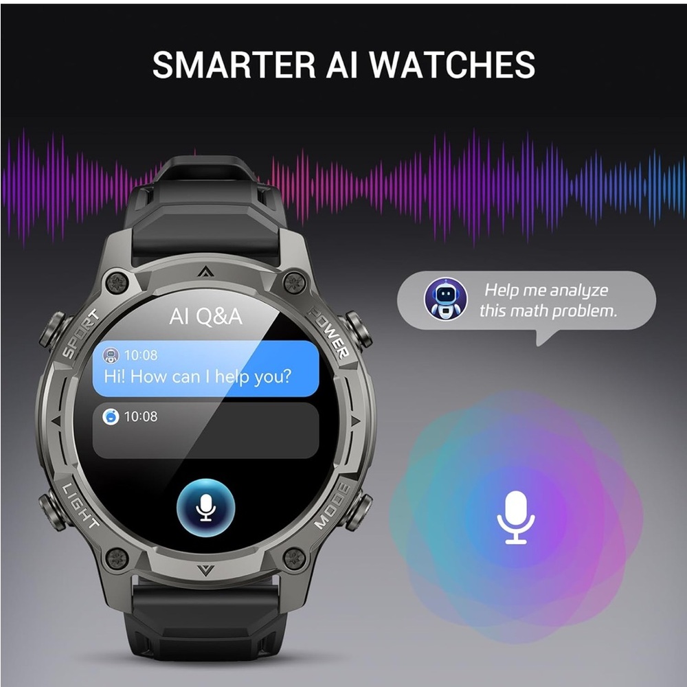 AI Smartwatch with Black and Silver Design